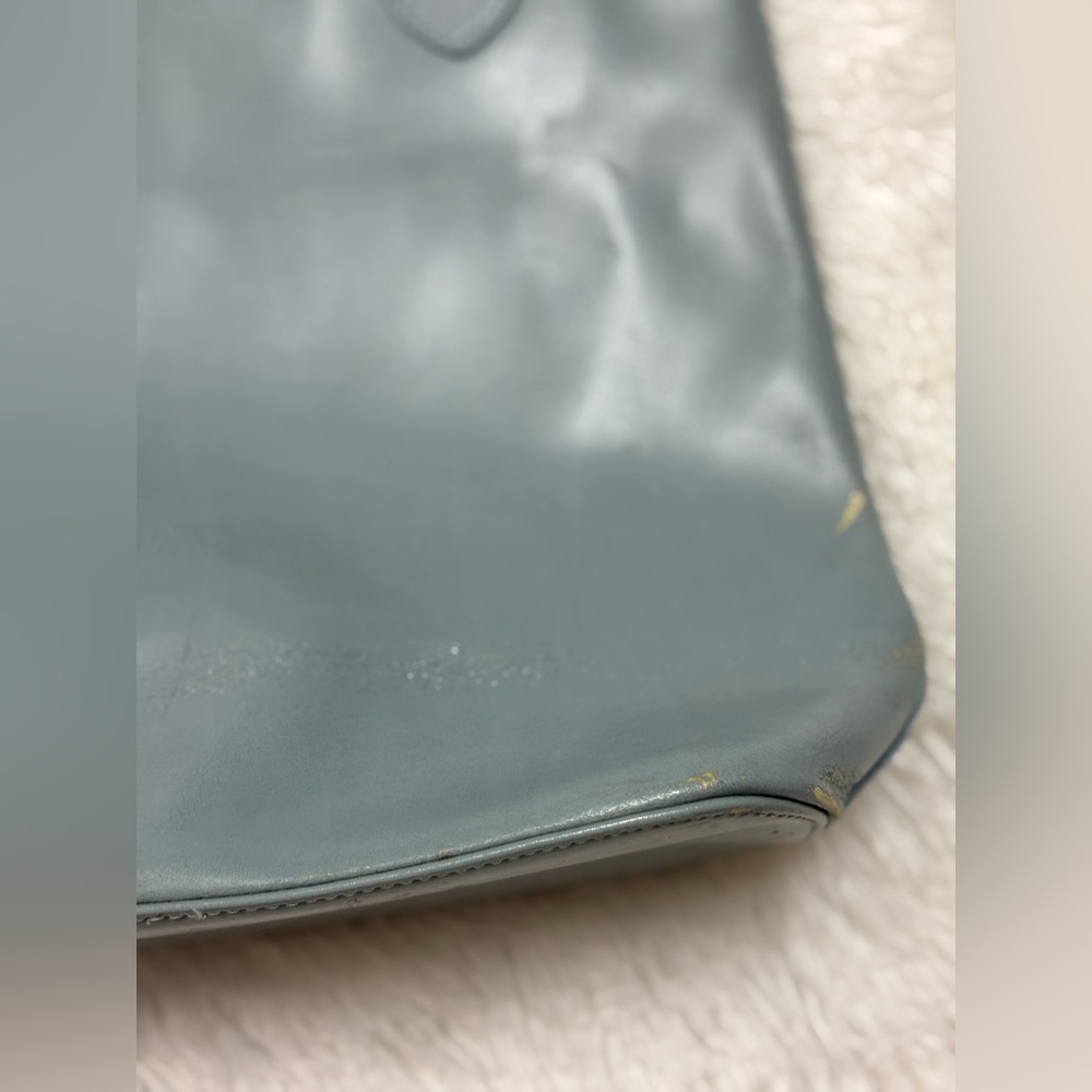 Longchamp Blue-Gray Leather Tote Bag - Picture 9 of 16